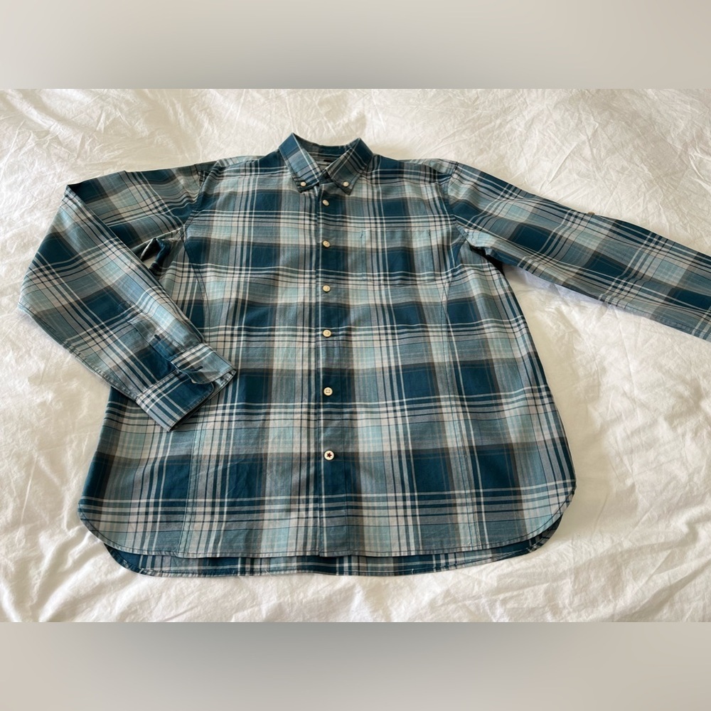 JOHN VARVATOS USA Men SZ L |Button Up Roll Tab Sleeve Plaid Casual Shirt